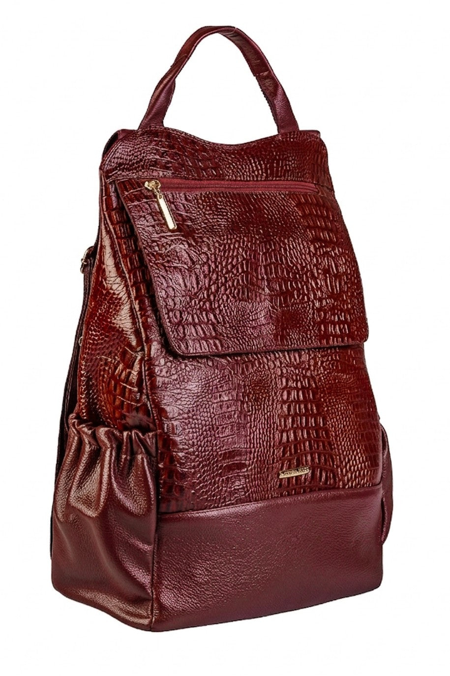 Mochila antifurto grande de couro croco Suzana