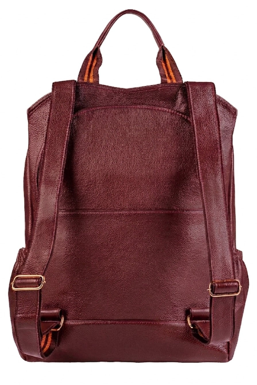 Mochila antifurto grande de couro liso Suzana
