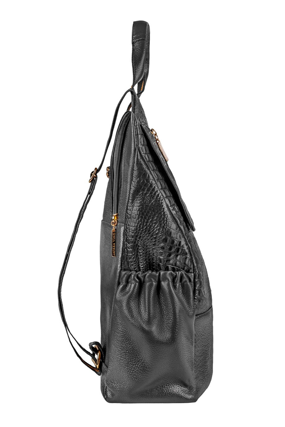 Mochila antifurto grande de couro croco Suzana