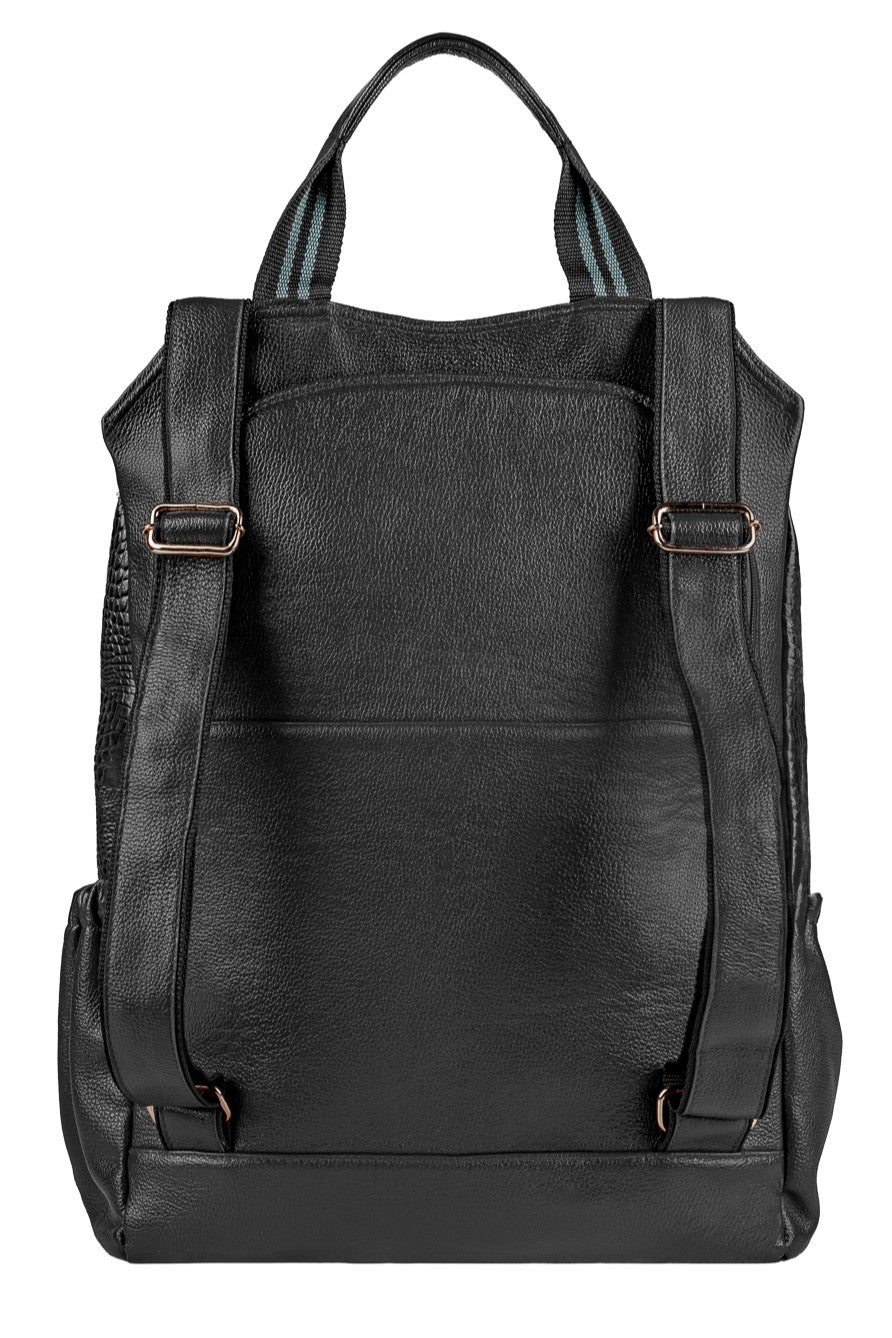 Mochila antifurto grande de couro croco Suzana