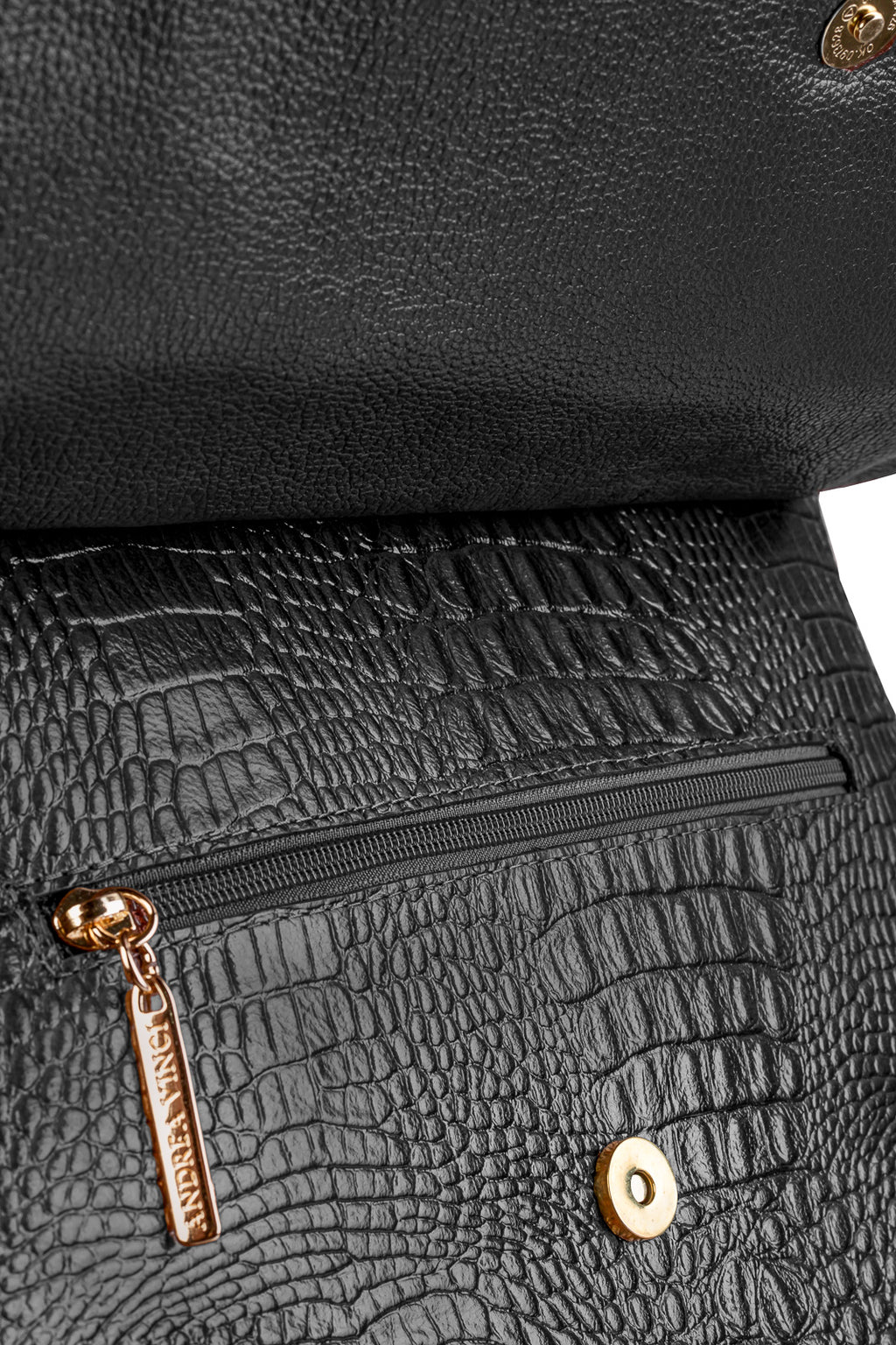 Mochila antifurto grande de couro croco Suzana