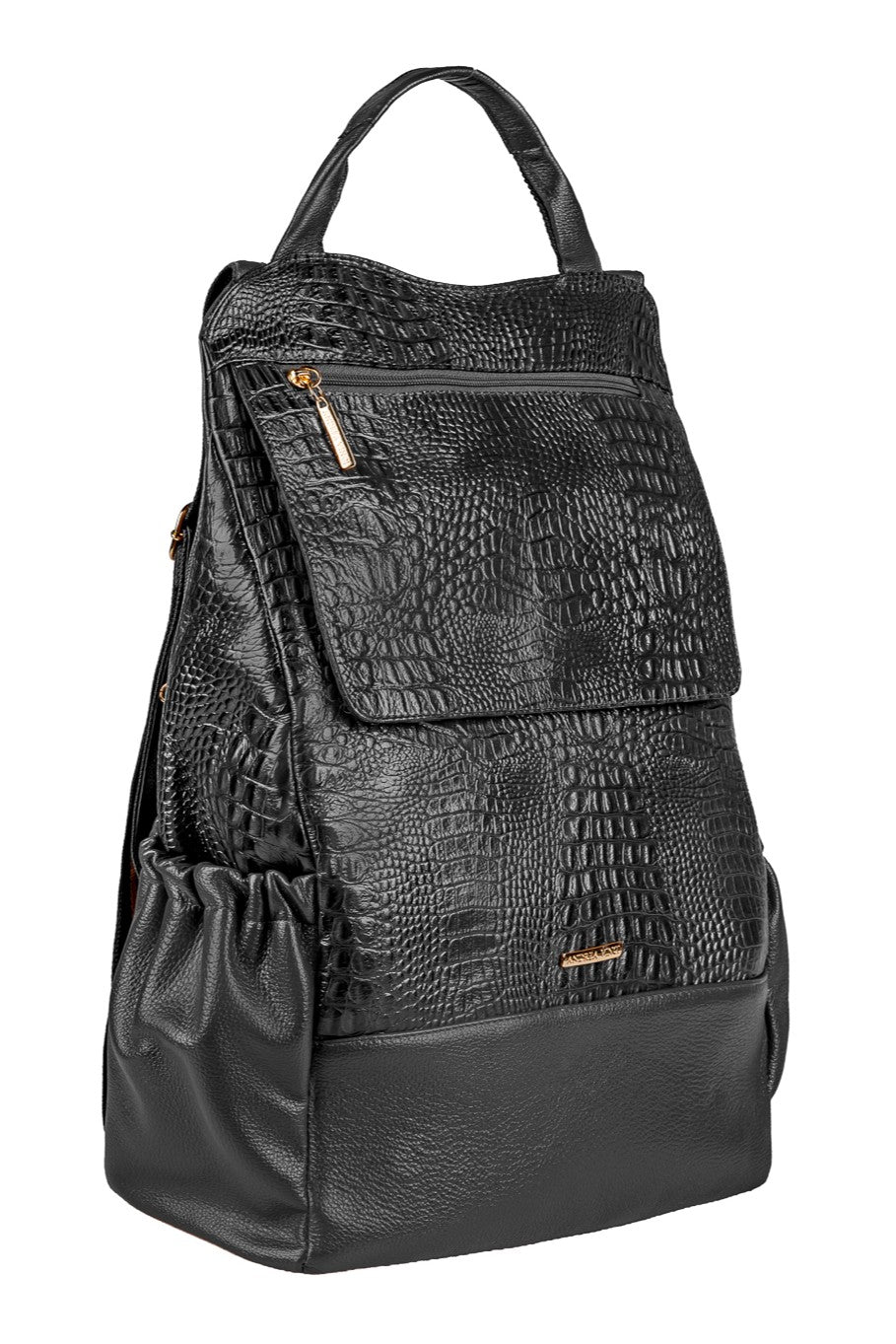 Mochila antifurto grande de couro croco Suzana