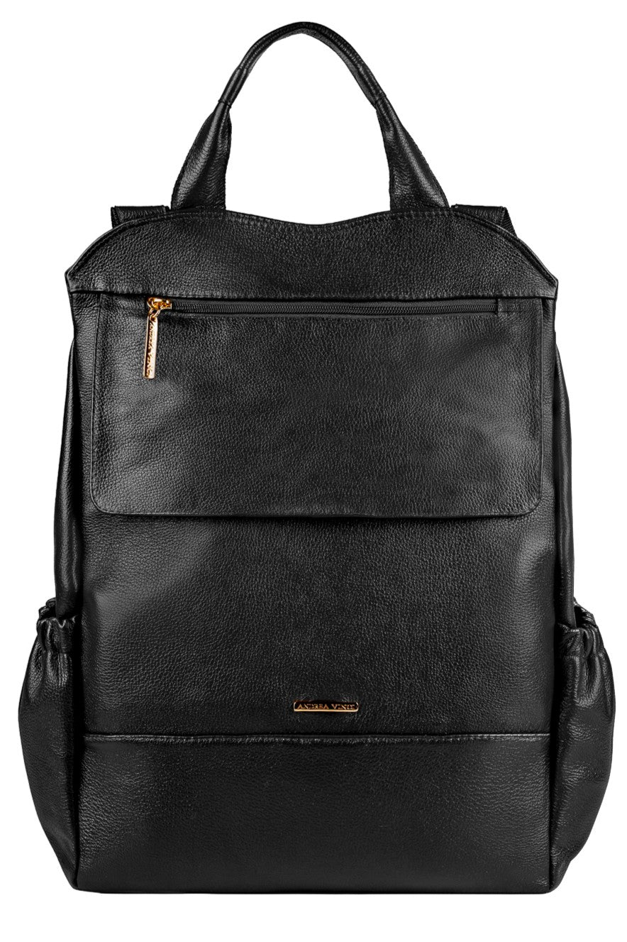 Mochila antifurto grande de couro liso Suzana