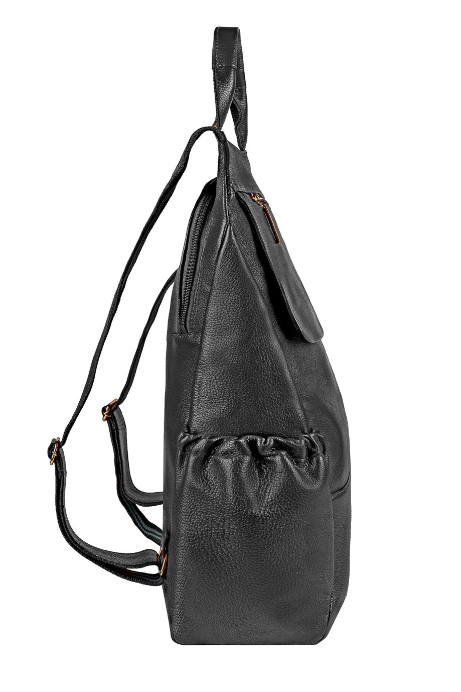 Mochila antifurto grande de couro liso Suzana