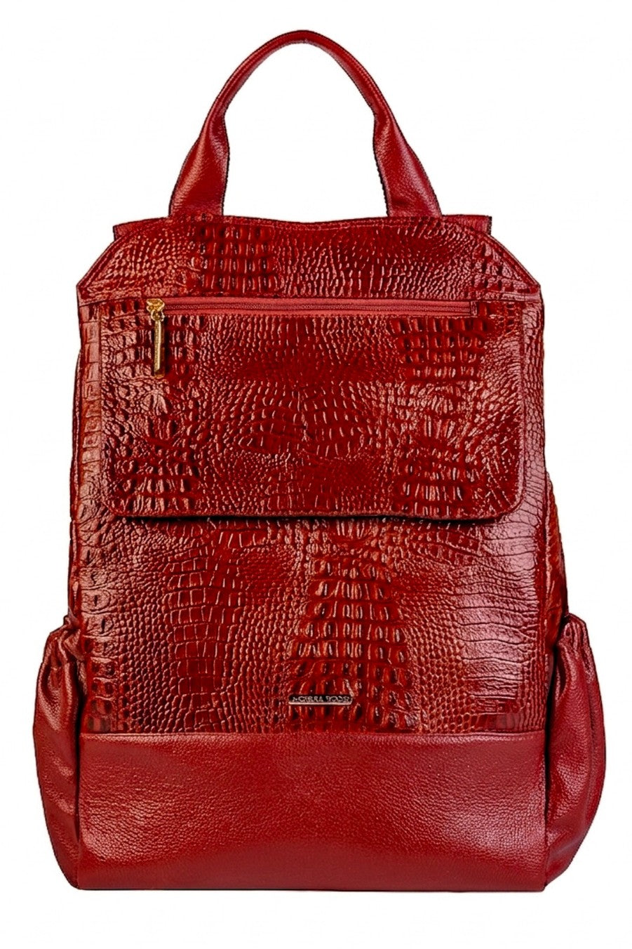 Mochila antifurto grande de couro croco Suzana