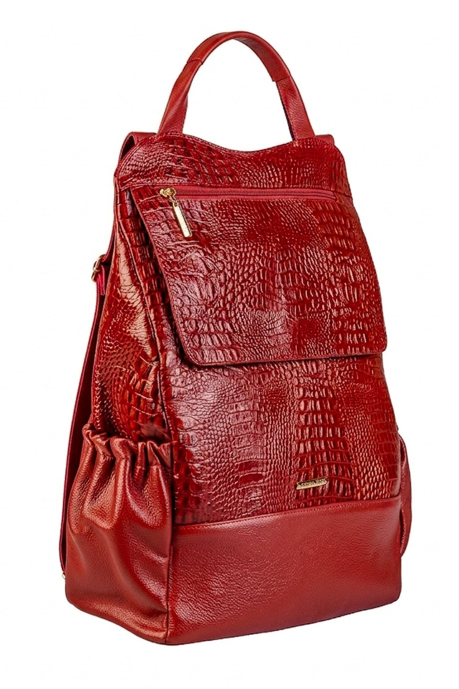 Mochila antifurto grande de couro croco Suzana