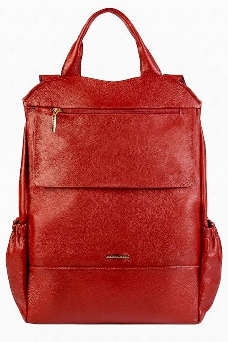 Mochila antifurto grande de couro liso Suzana