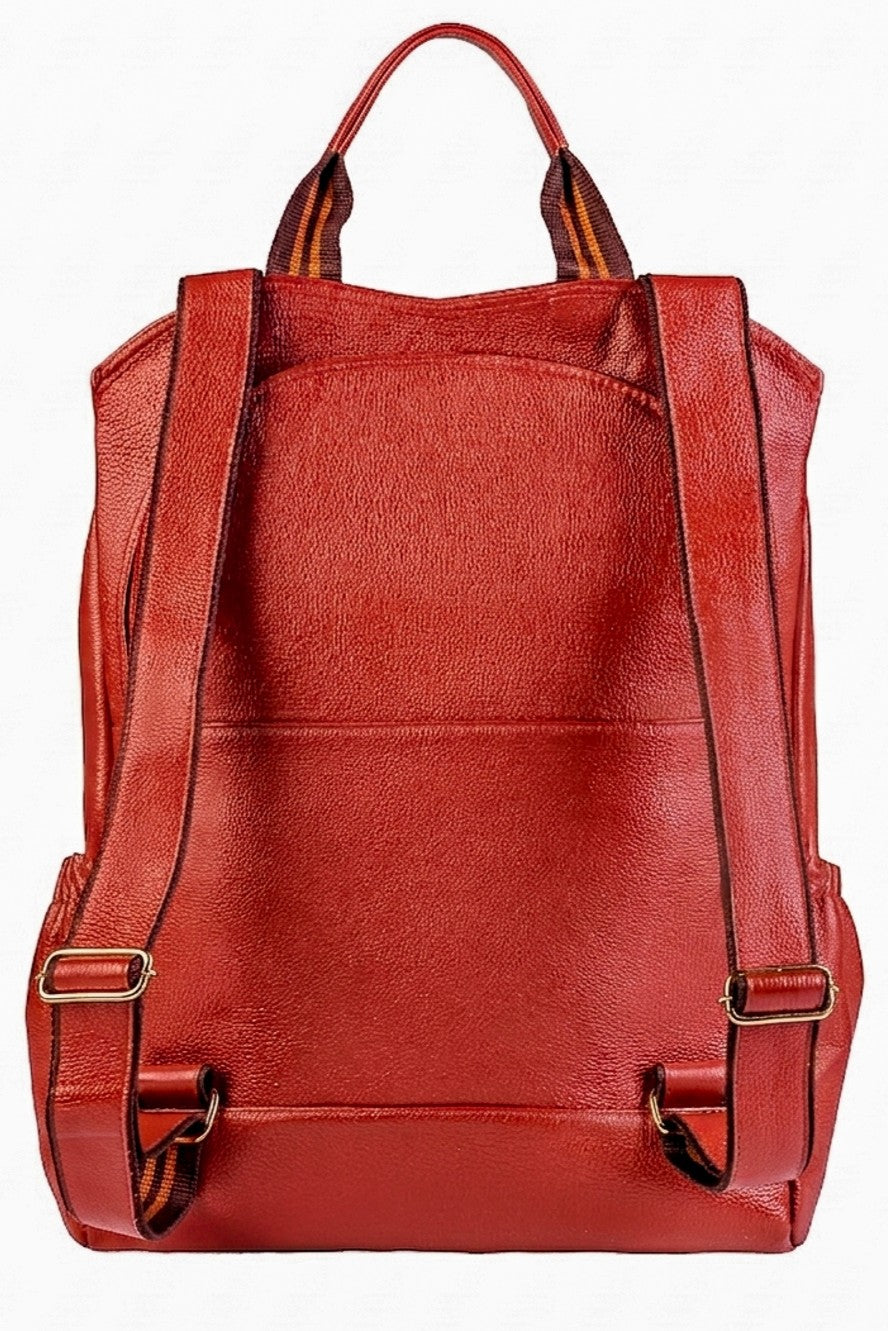 Mochila antifurto grande de couro liso Suzana