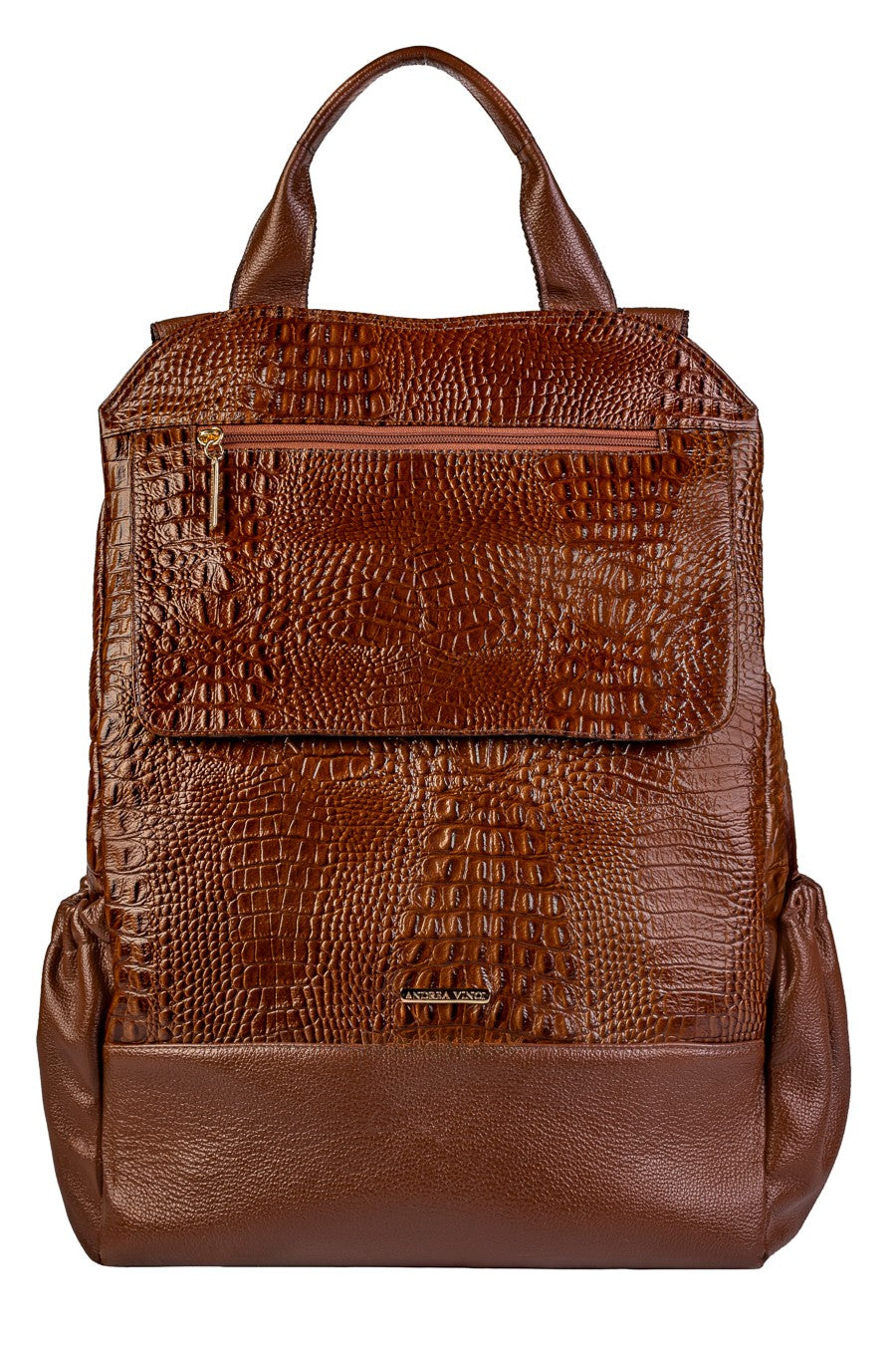 Mochila antifurto grande de couro croco Suzana
