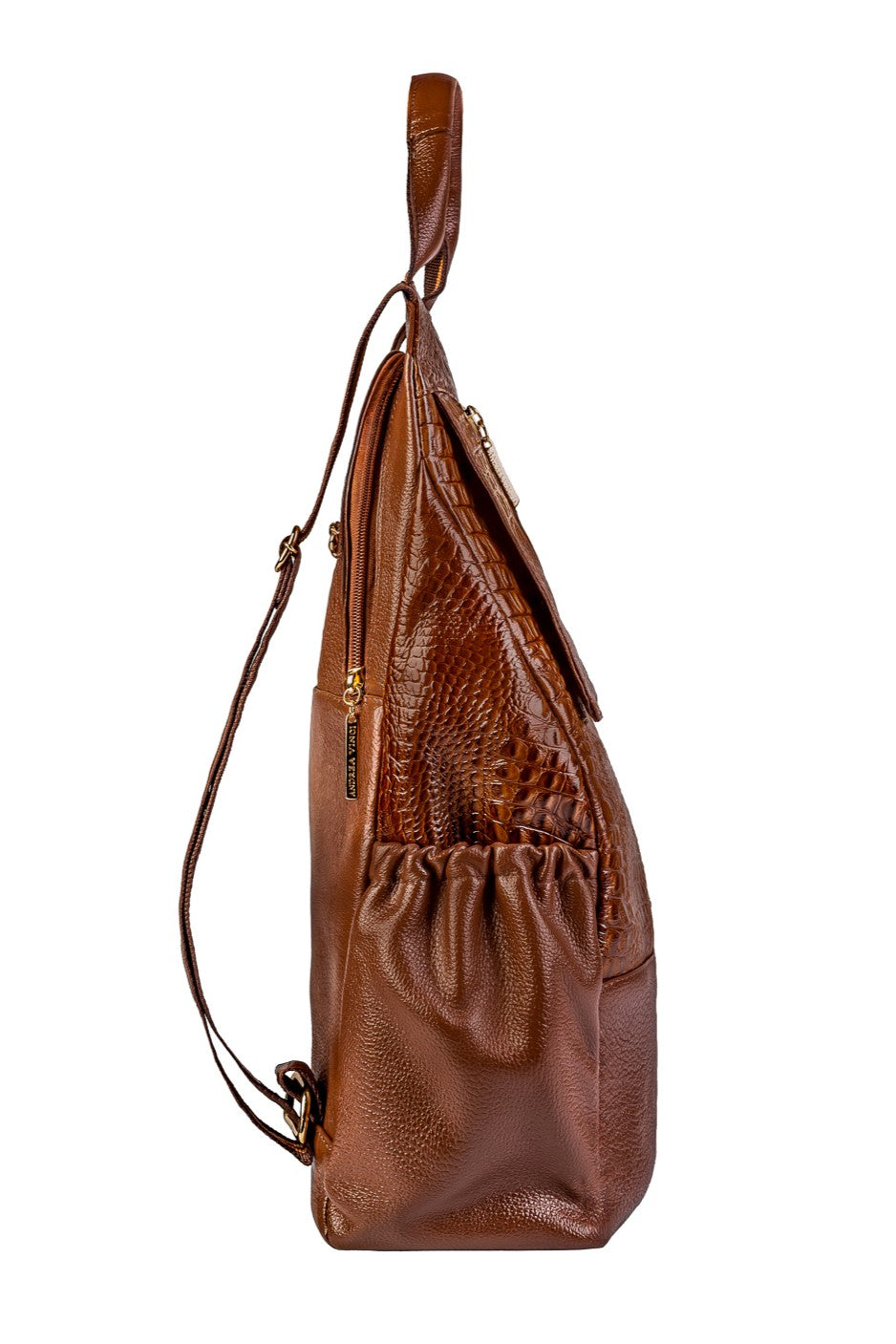 Mochila antifurto grande de couro croco Suzana