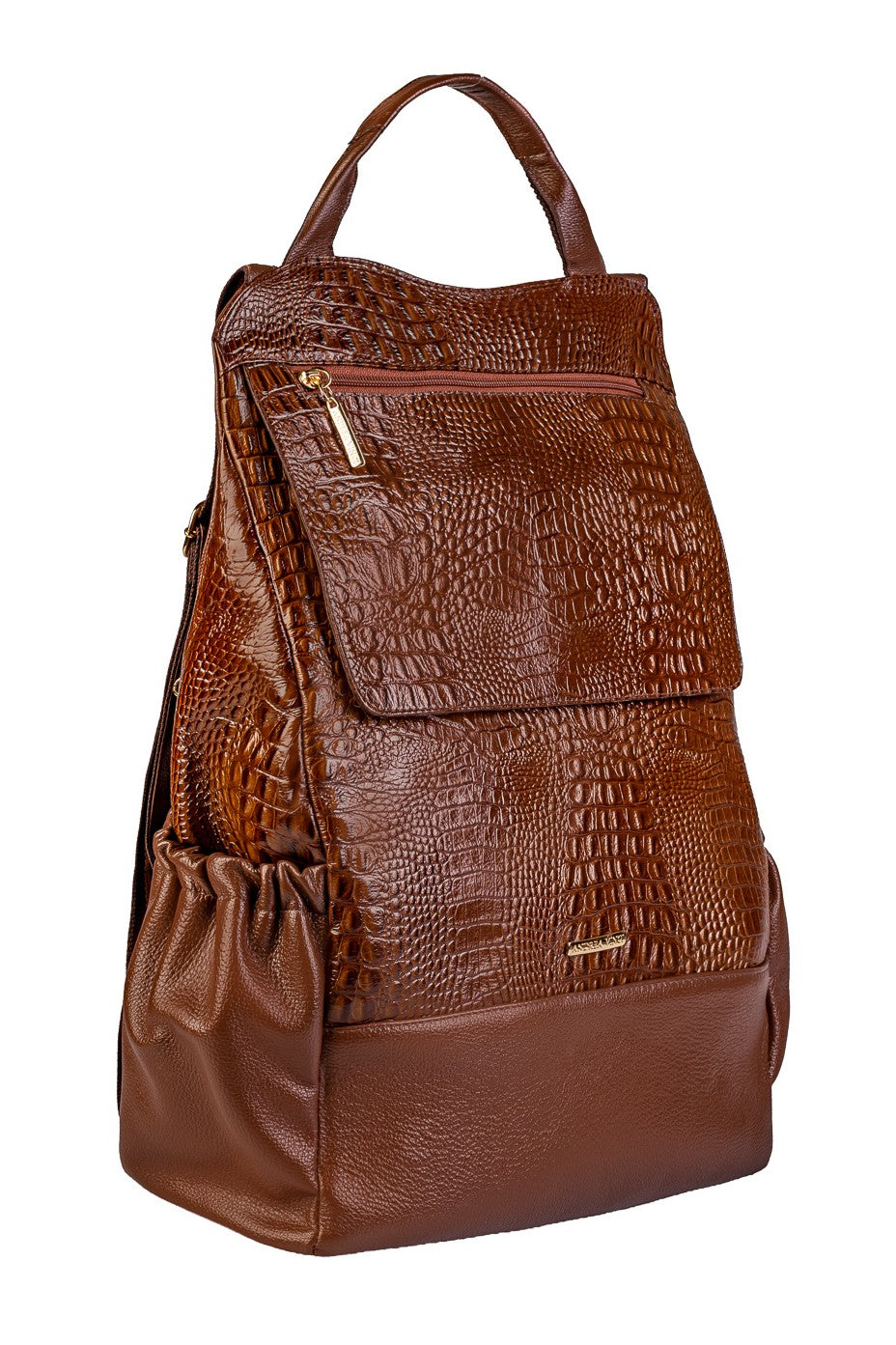 Mochila antifurto grande de couro croco Suzana