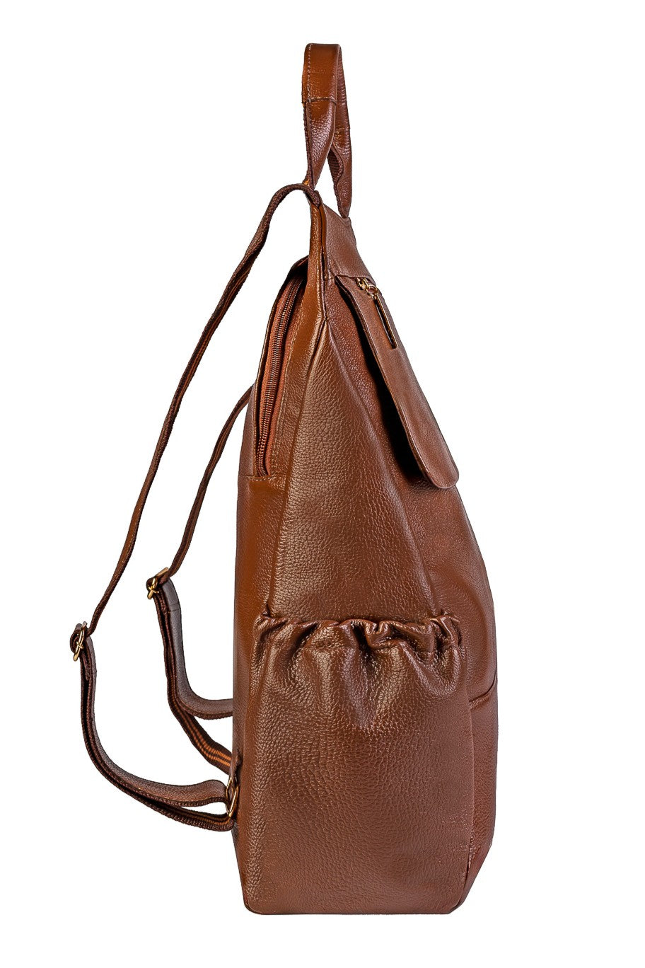 Mochila antifurto grande de couro liso Suzana