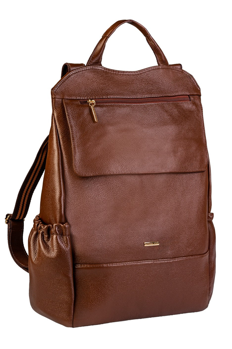 Mochila antifurto grande de couro liso Suzana