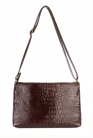 Bolsa de couro croco tiracolo Ninna