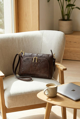 Bolsa de couro croco tiracolo Ninna