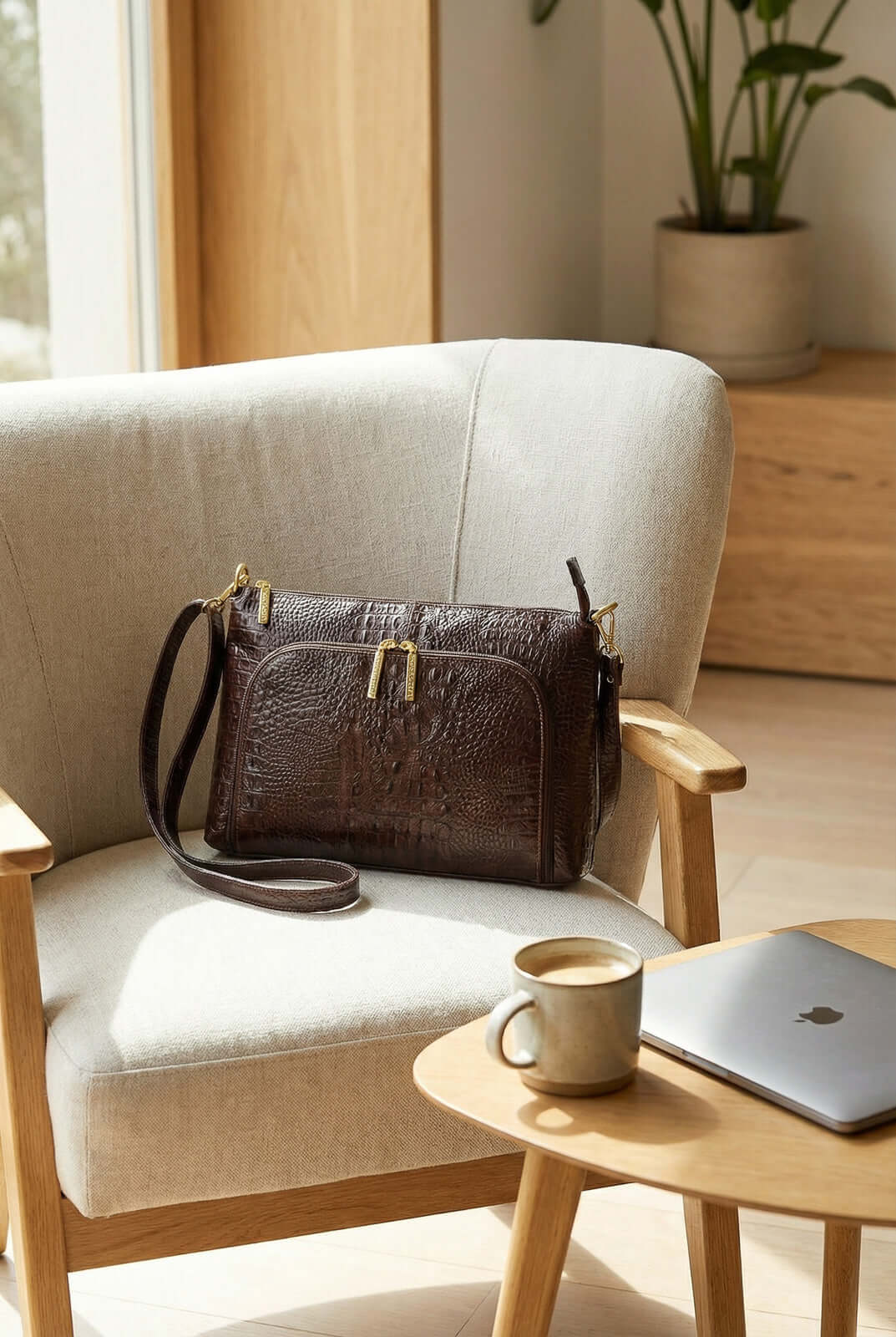 Bolsa de couro croco tiracolo Ninna - Enluaze