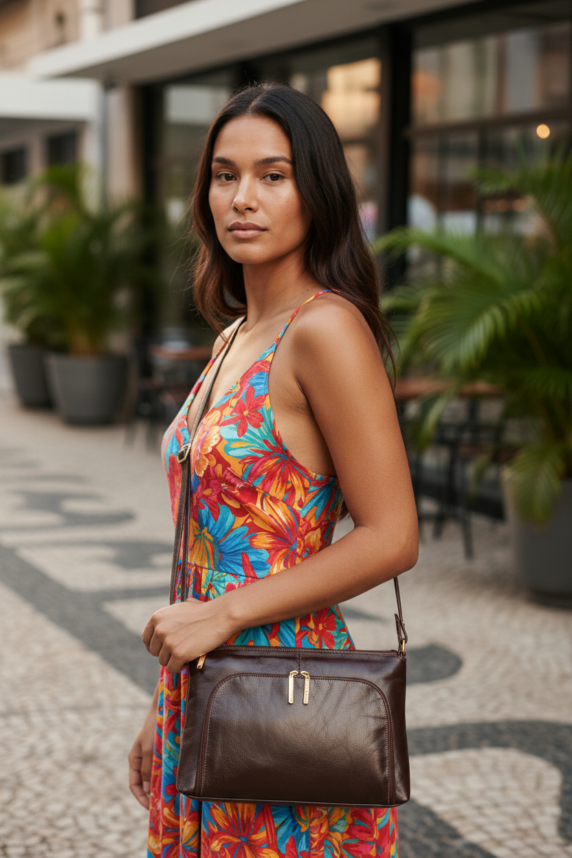 Bolsa de couro liso tiracolo Ninna