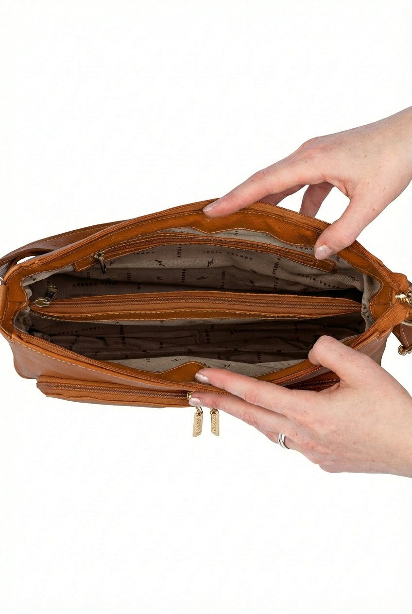 Bolsa de couro liso tiracolo Ninna