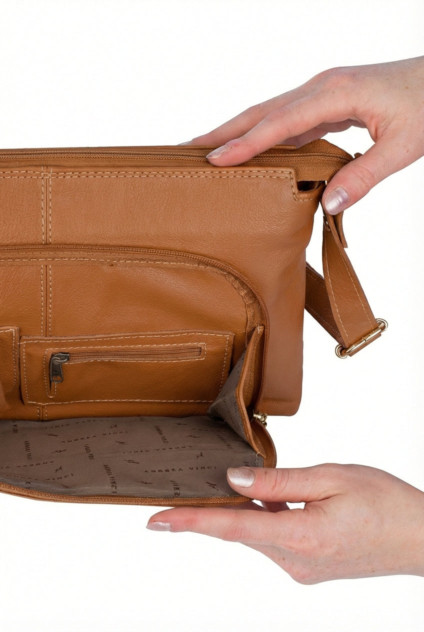 Bolsa de couro liso tiracolo Ninna