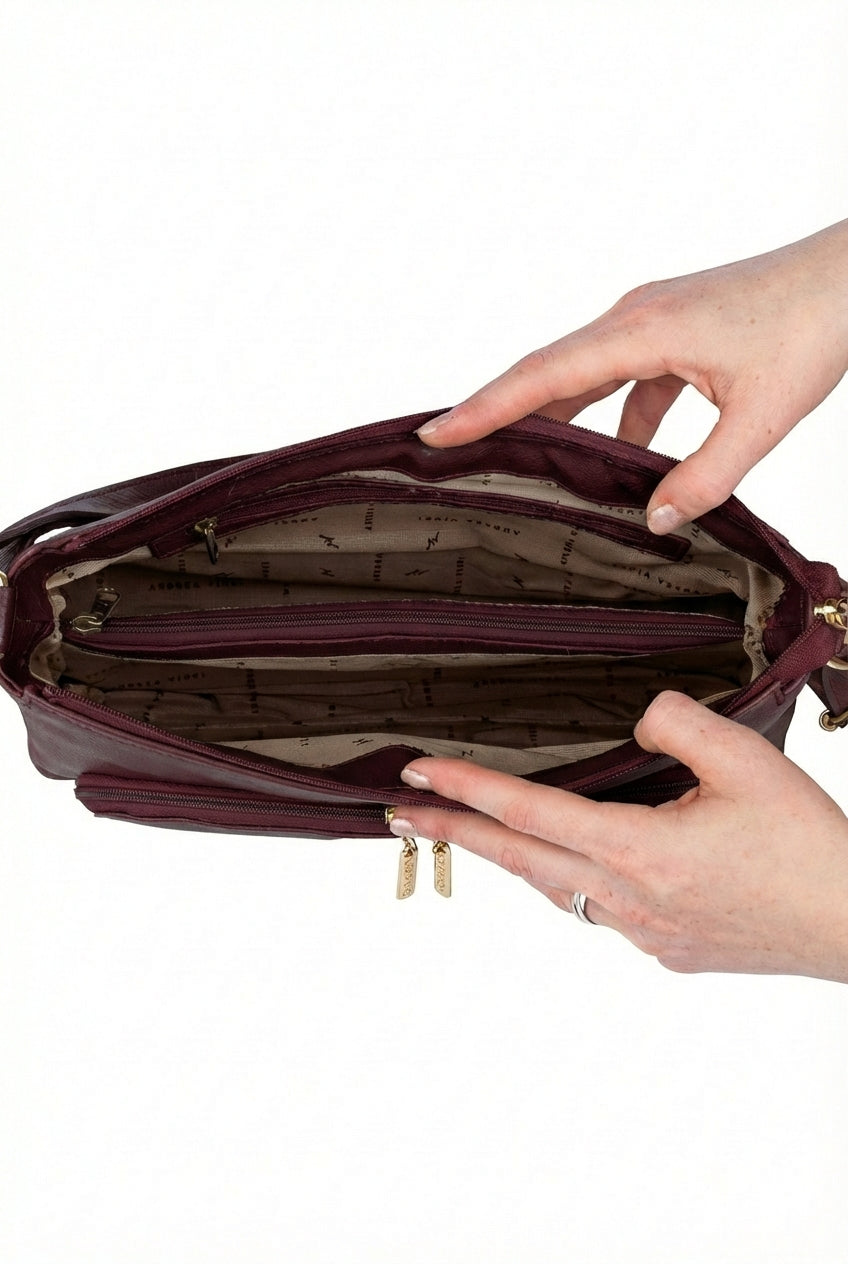 Bolsa de couro liso tiracolo Ninna