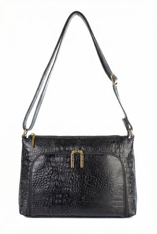 Bolsa de couro croco tiracolo Ninna