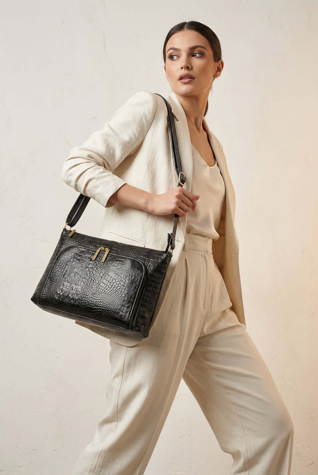 Bolsa de couro croco tiracolo Ninna - Enluaze