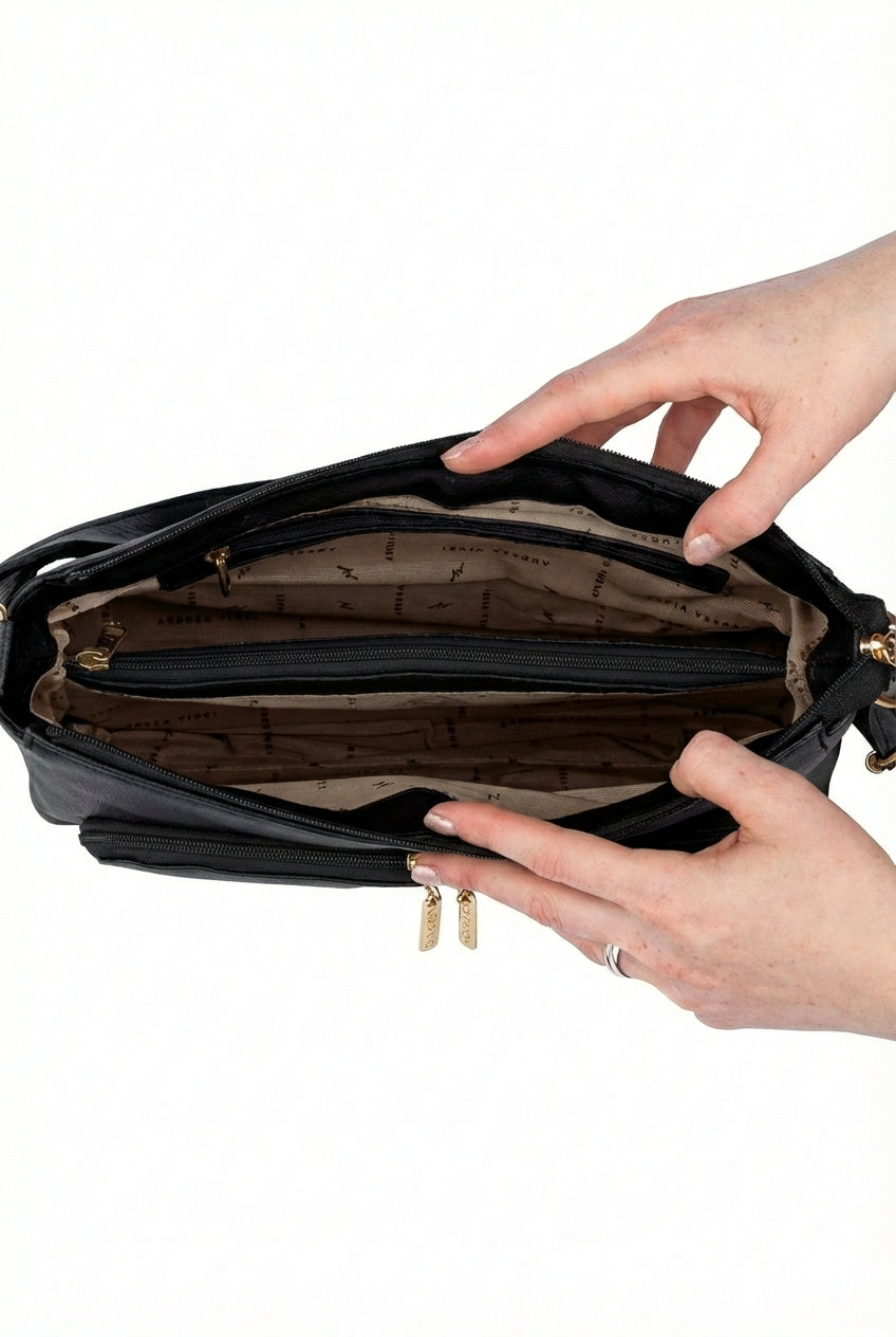 Bolsa de couro liso tiracolo Ninna