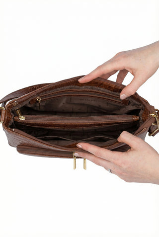 Bolsa de couro croco tiracolo Ninna