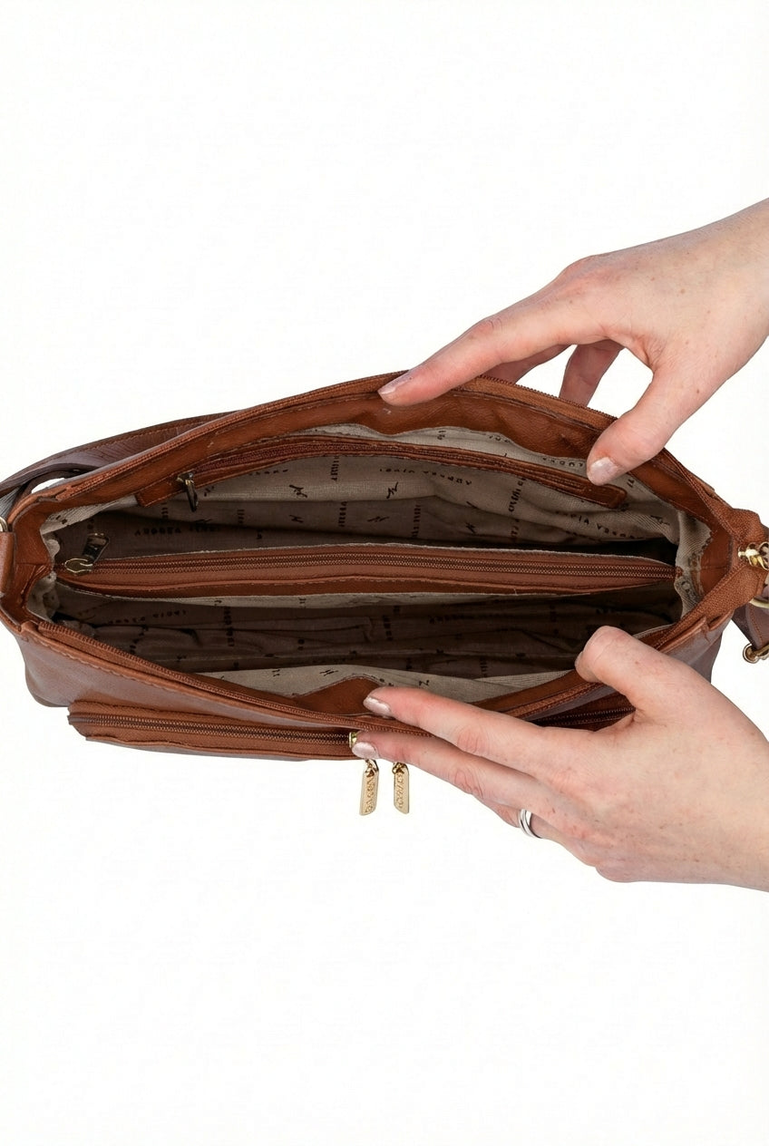 Bolsa de couro liso tiracolo Ninna