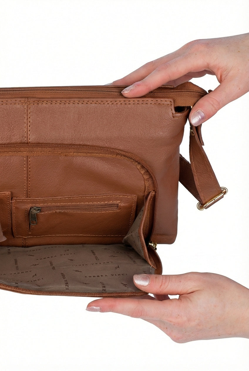 Bolsa de couro liso tiracolo Ninna