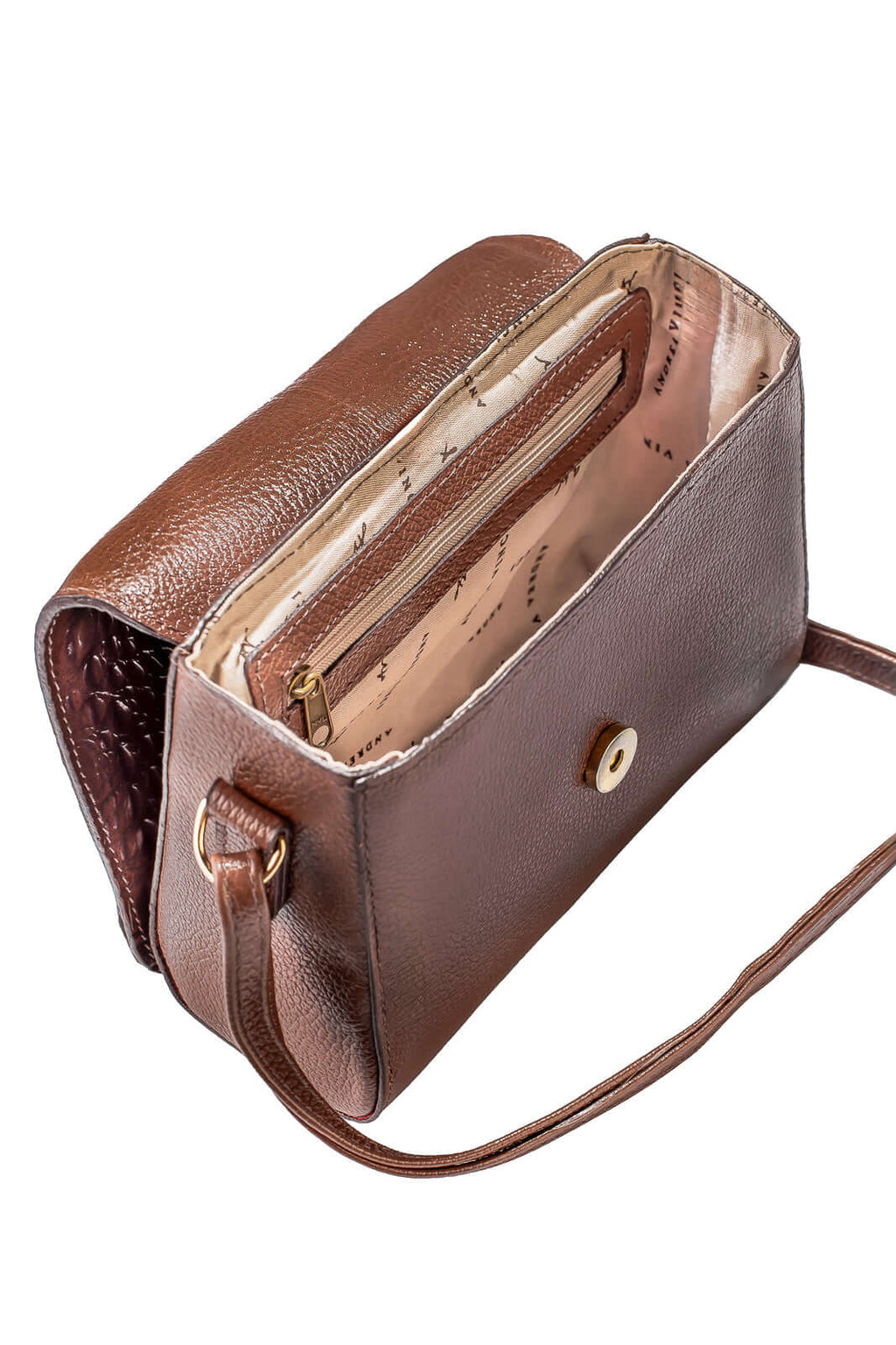 Mini bolsa transversal de couro croco Josi - Enluaze