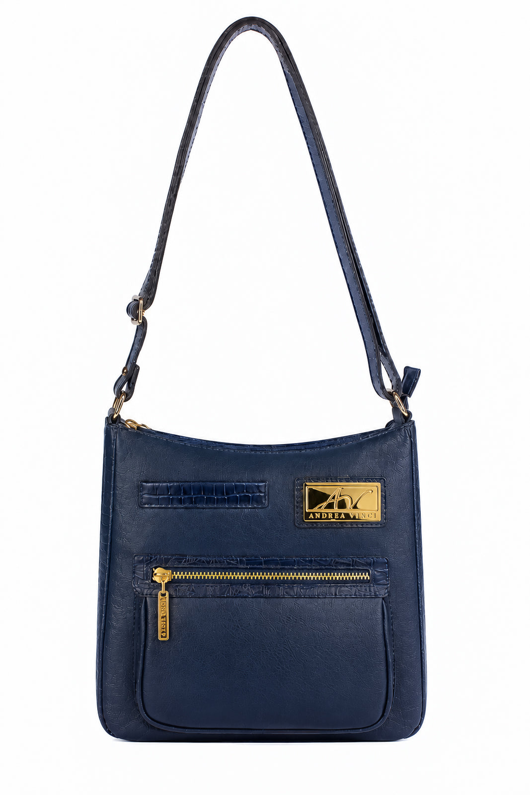 Bolsa tiracolo em couro liso Denise na cor azul — Enluaze