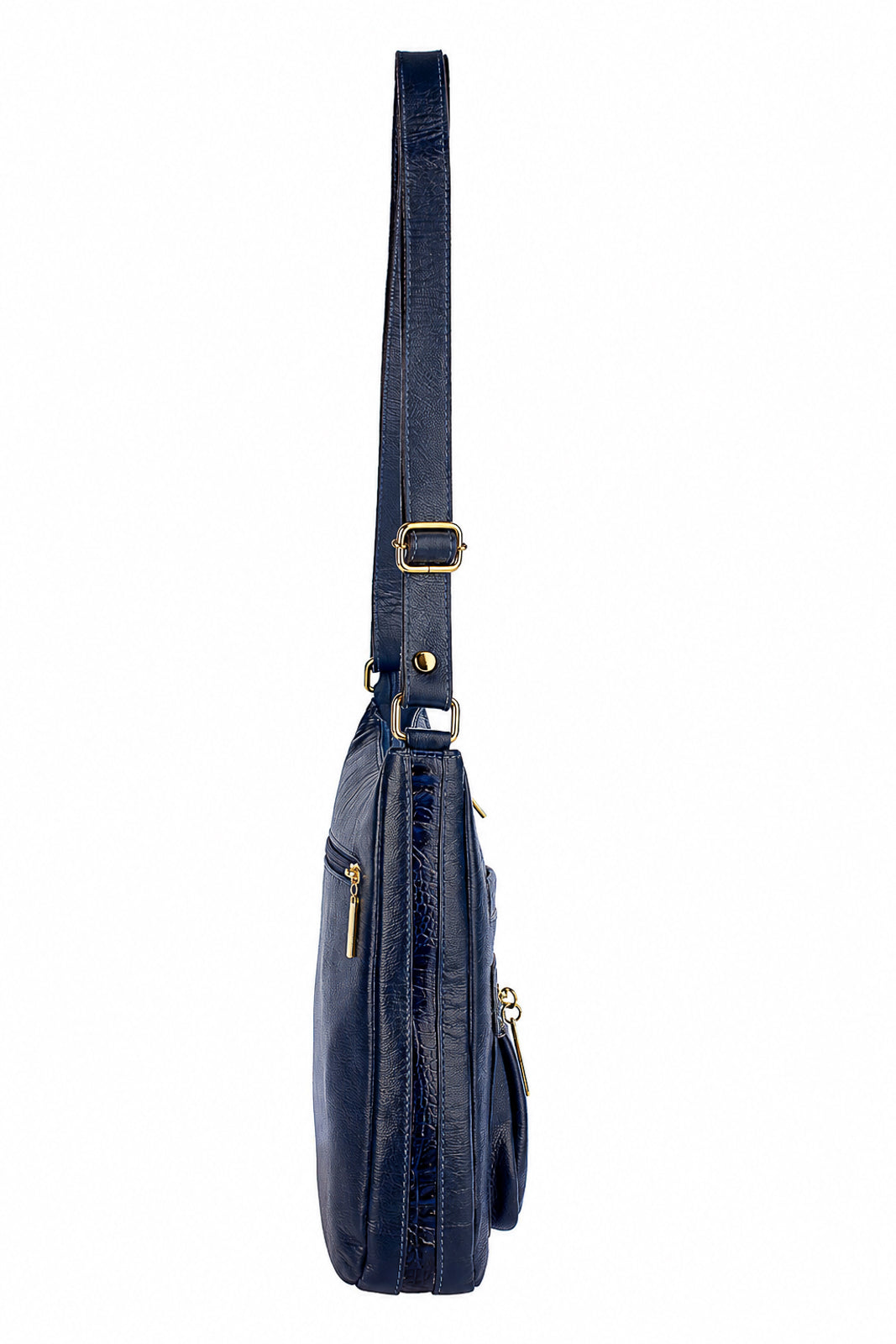Bolsa tiracolo em couro liso Denise na cor azul — Enluaze, foto 4