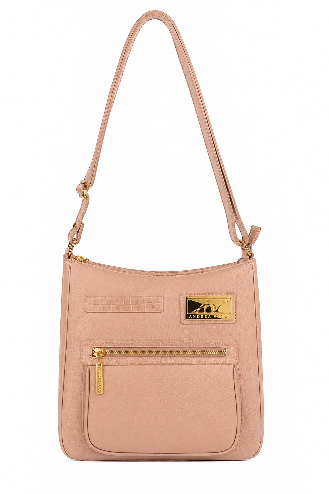 Bolsa tiracolo em couro liso Denise na cor bege — Enluaze