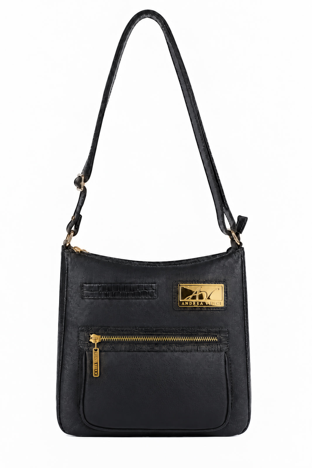Bolsa tiracolo em couro liso Denise na cor preto — Enluaze