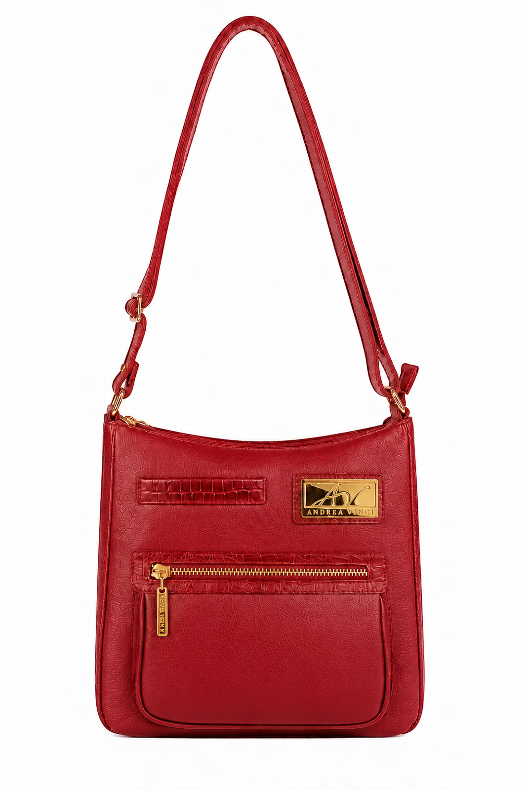 Bolsa tiracolo em couro liso Denise na cor vermelho — Enluaze