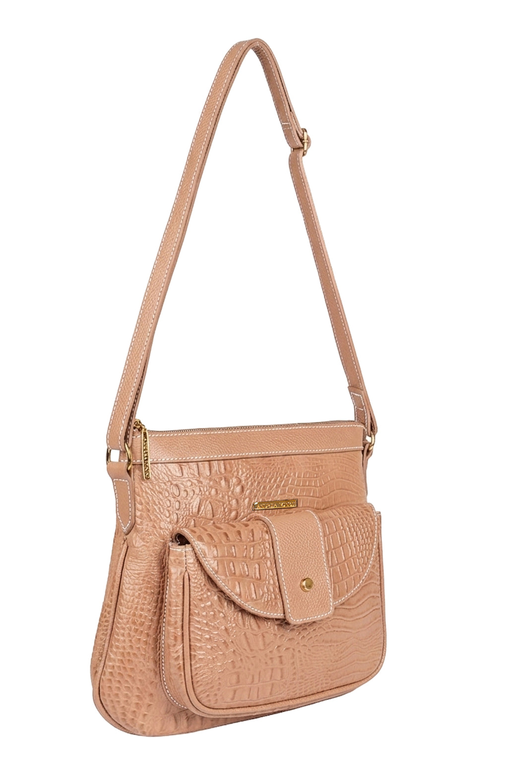 Bolsa tiracolo de couro croco Elis