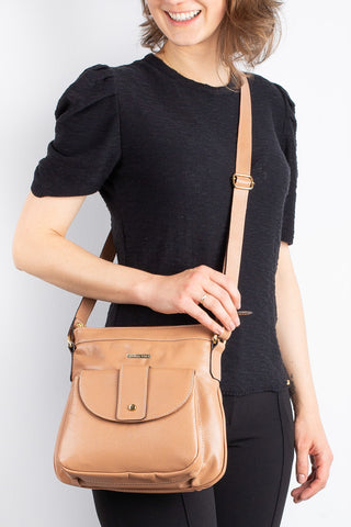 Bolsa tiracolo de couro liso Elis