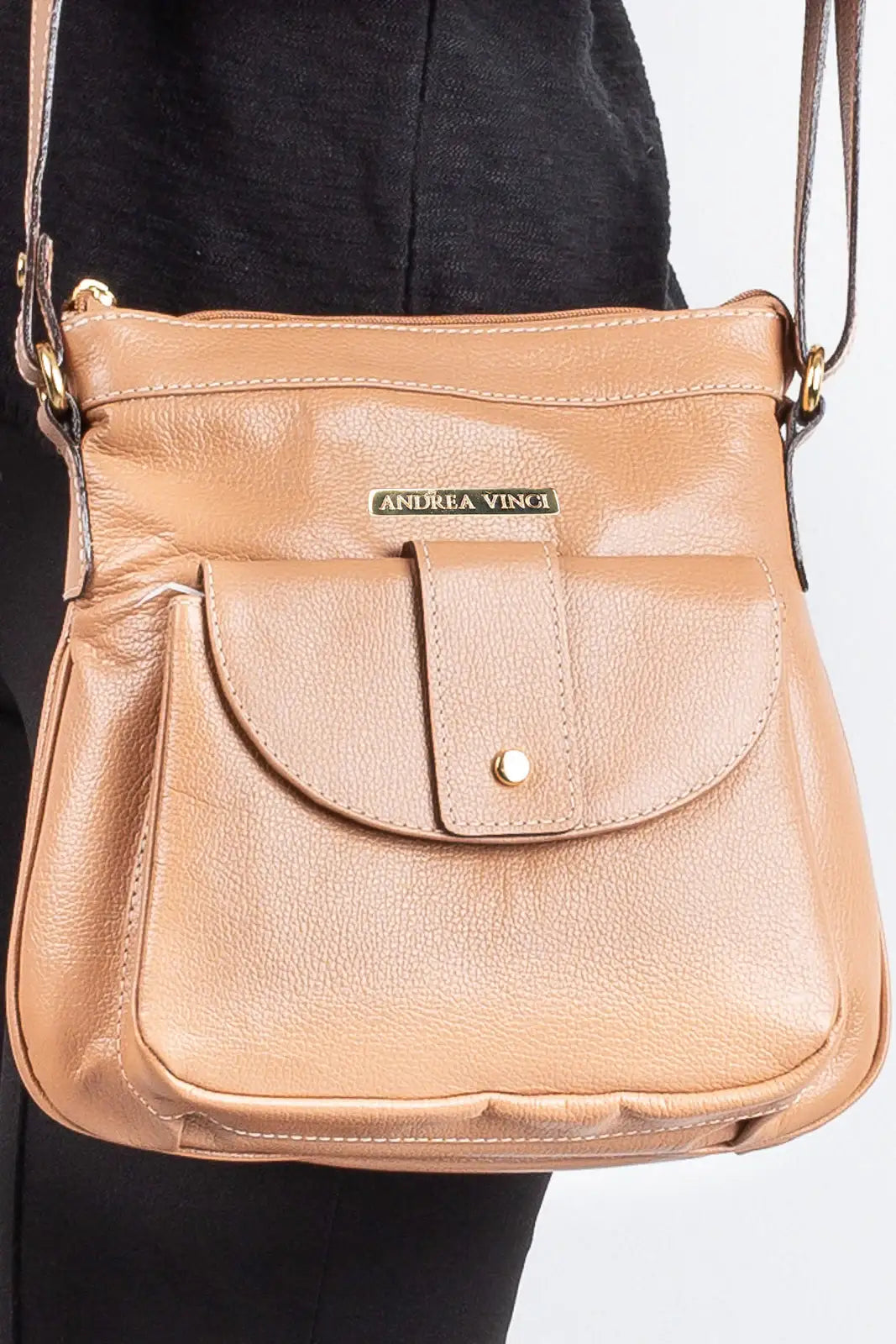 Bolsa tiracolo de couro liso Elis - Enluaze