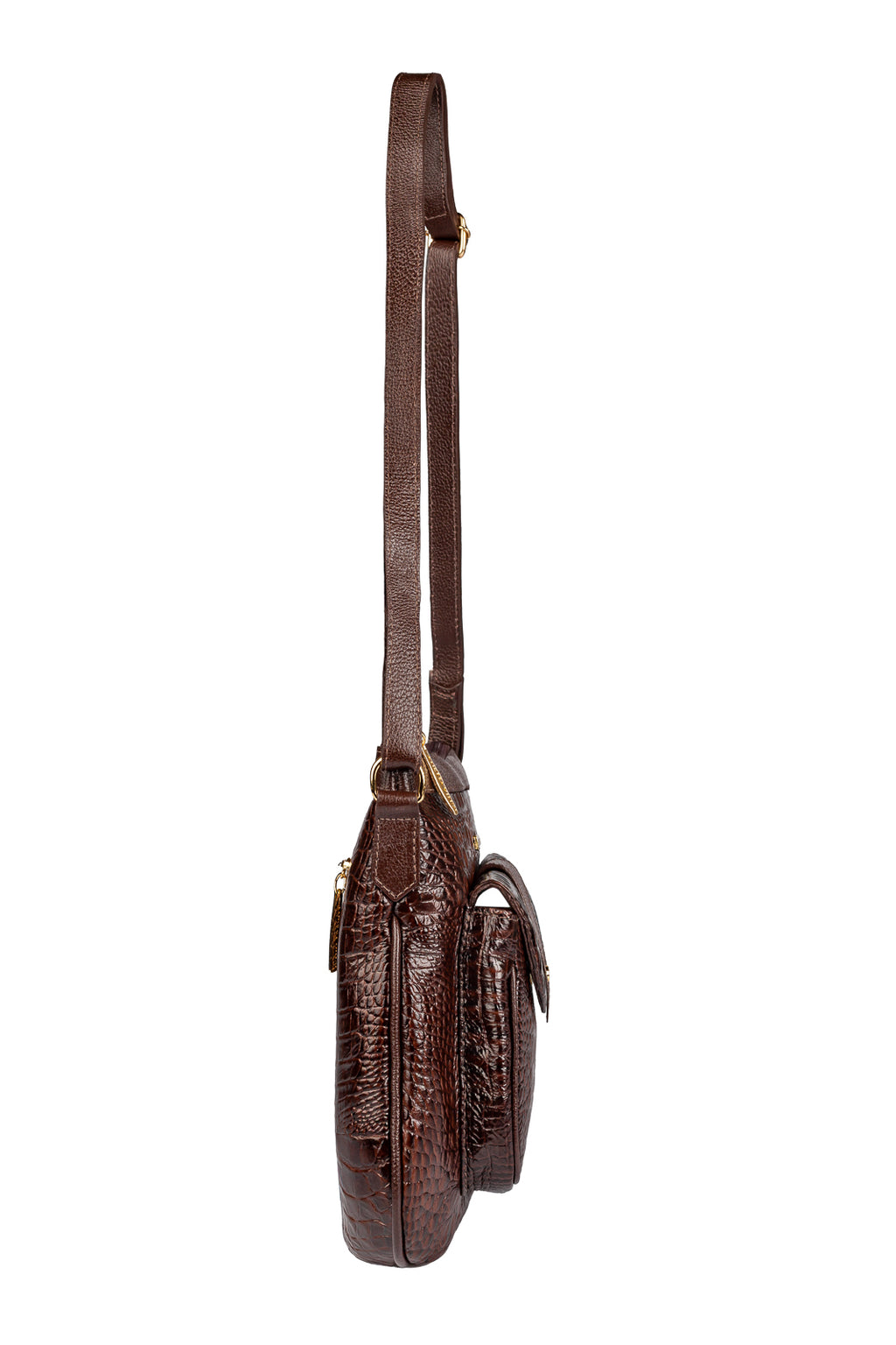 Bolsa tiracolo de couro croco Elis