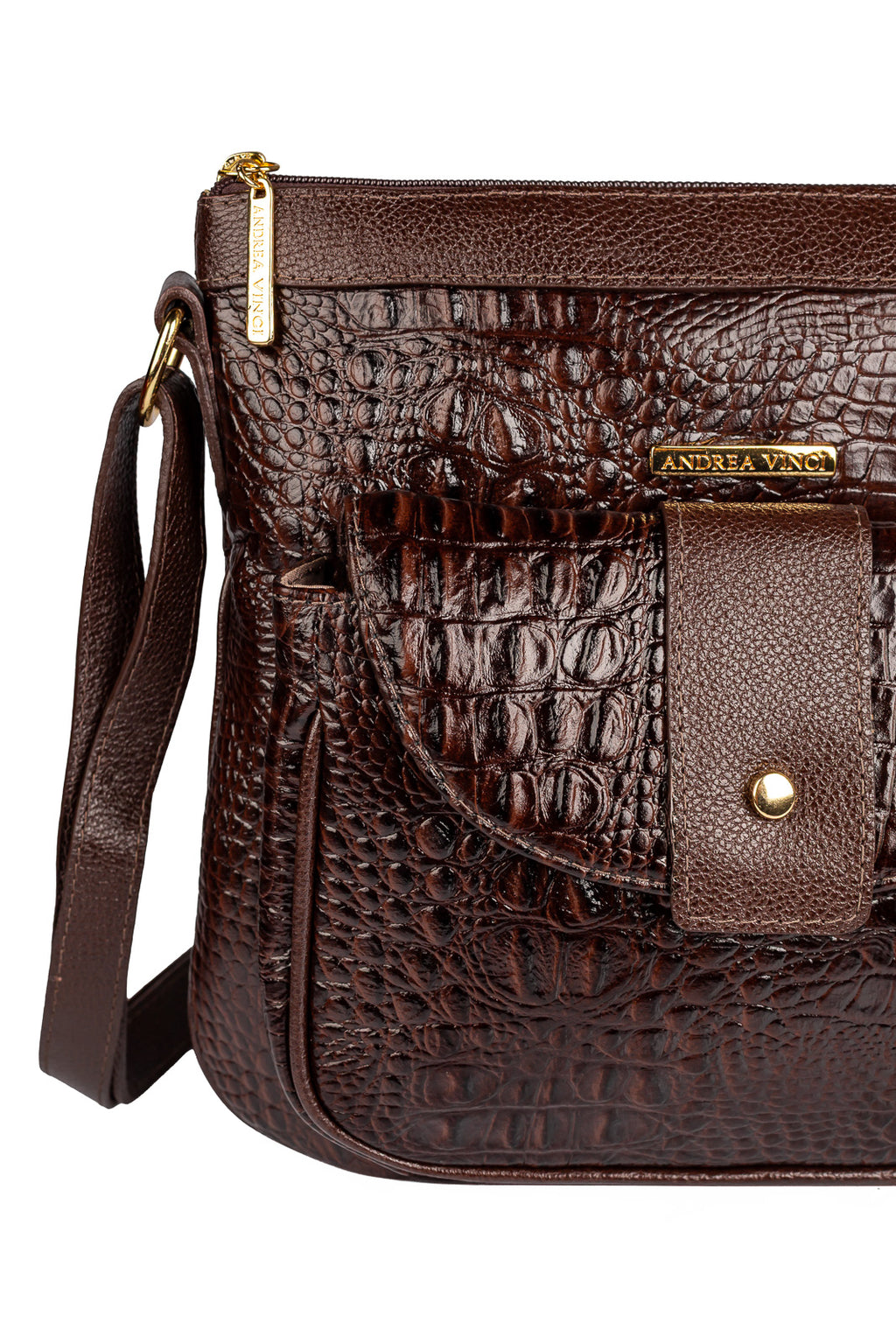 Bolsa tiracolo de couro croco Elis