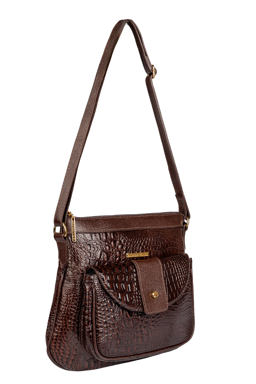 Bolsa tiracolo de couro croco Elis