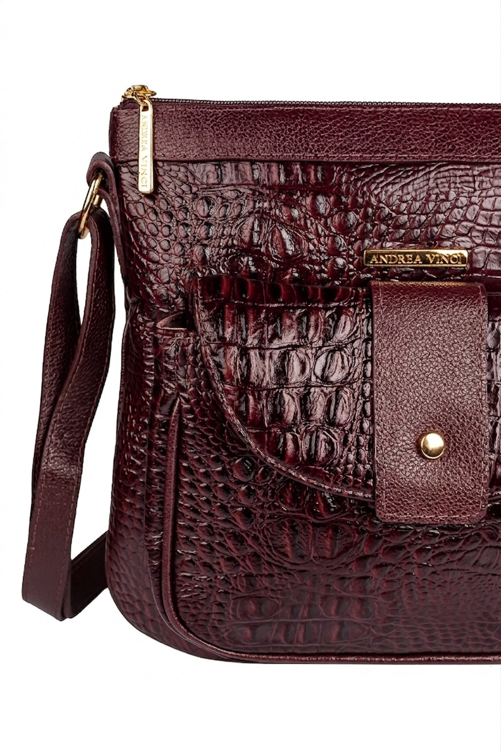 Bolsa tiracolo de couro croco Elis