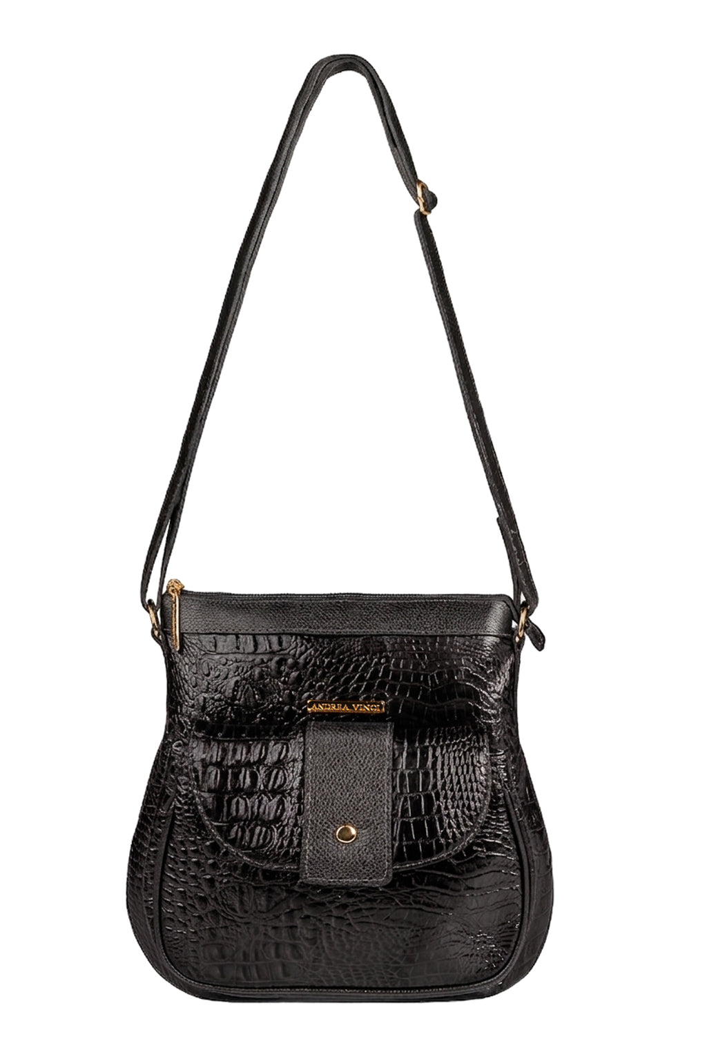 Bolsa tiracolo de couro croco Elis
