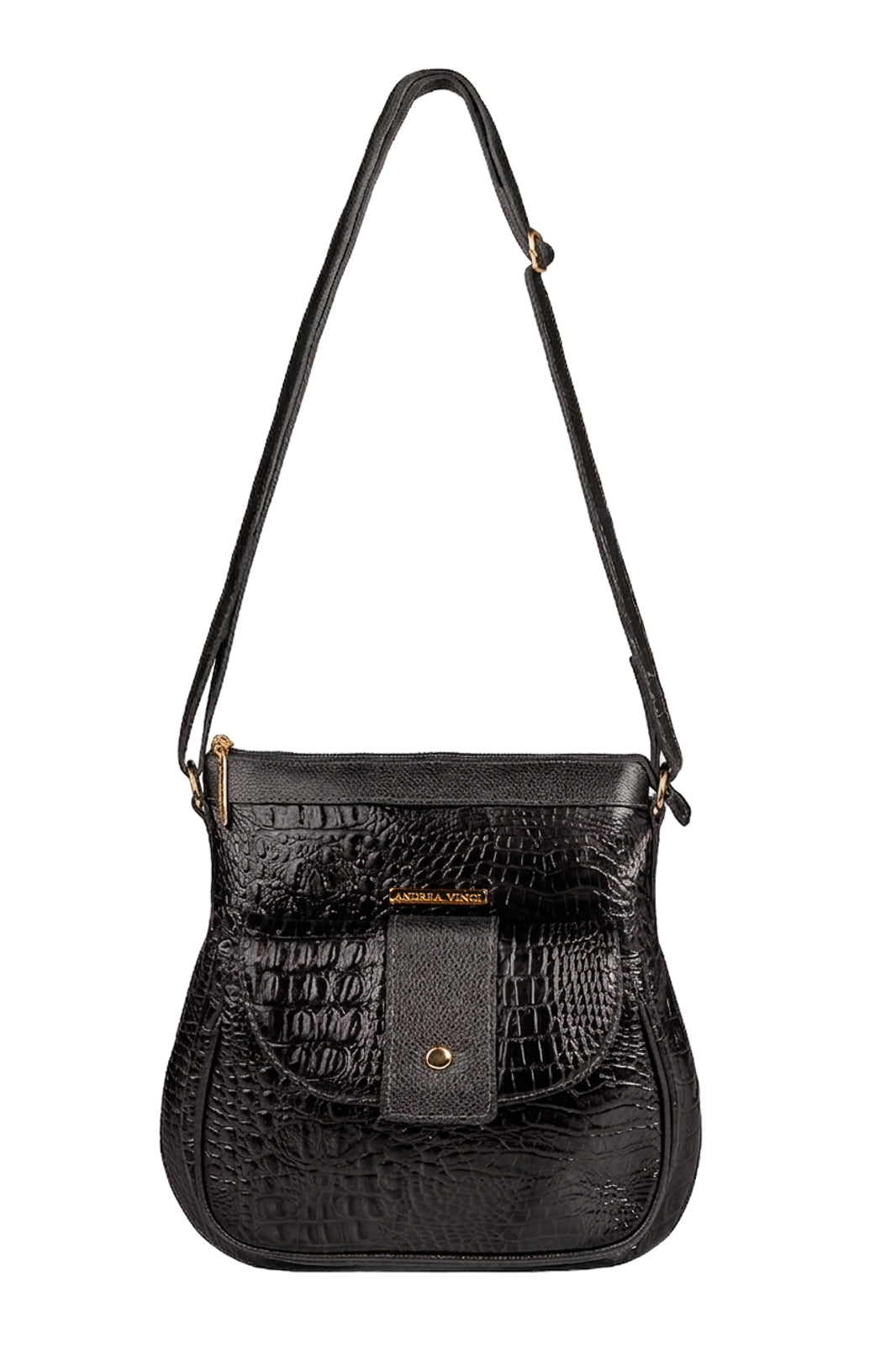 Bolsa tiracolo de couro croco Elis