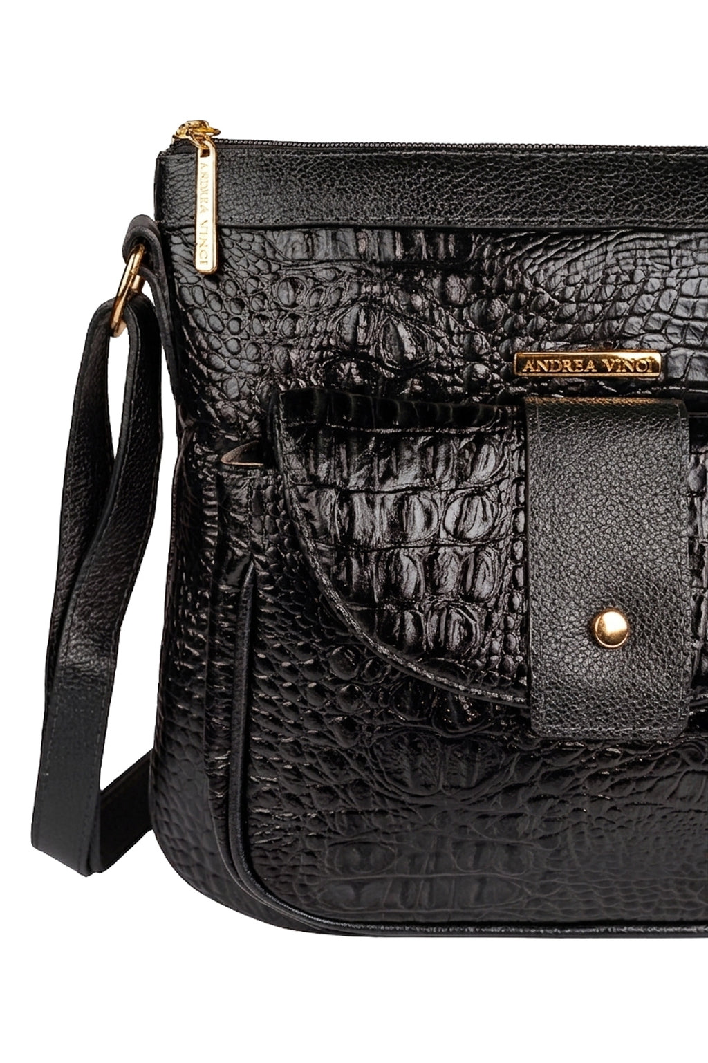 Bolsa tiracolo de couro croco Elis