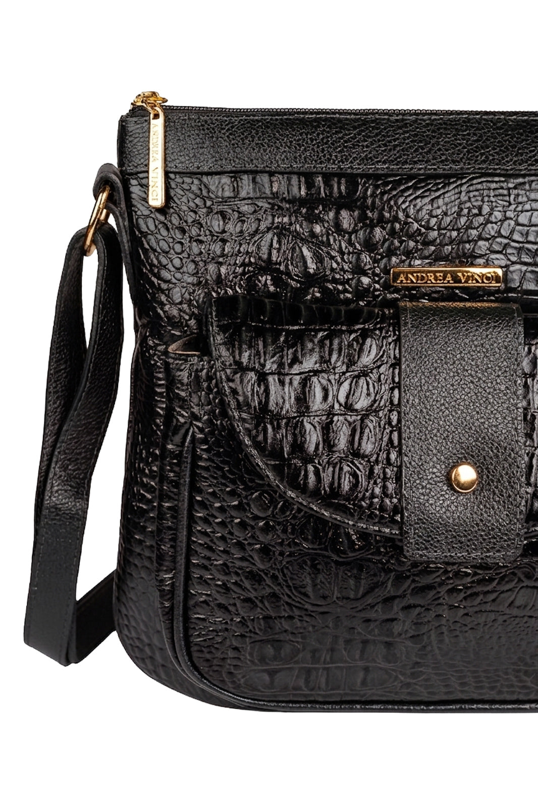 Bolsa tiracolo de couro croco Elis