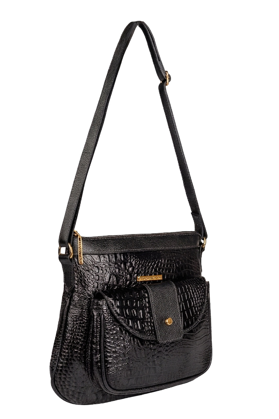Bolsa tiracolo de couro croco Elis