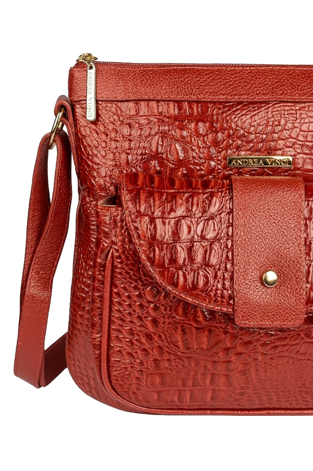 Bolsa tiracolo de couro croco Elis