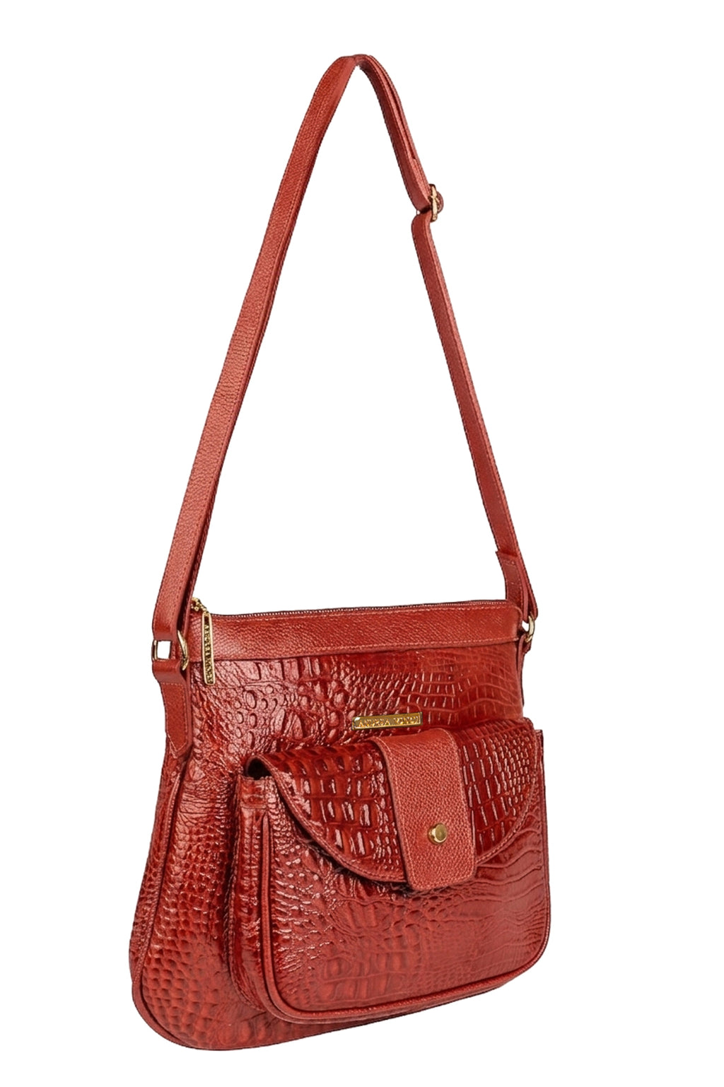 Bolsa tiracolo de couro croco Elis